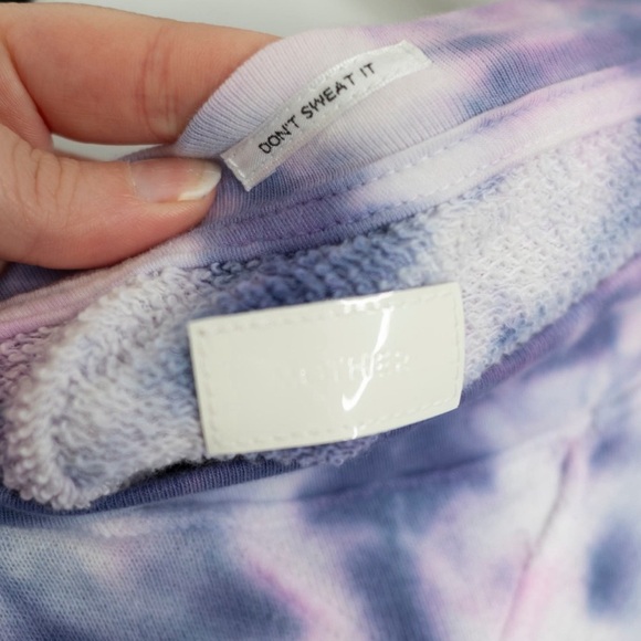 MOTHER The Square Sweatshirt Blueberry Purple Tie Dye Rainbow Patch - Picture 5 of 6